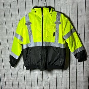 HiVizGard Class 3 Hooded Bomber Jacket with Black Bottom Sz M